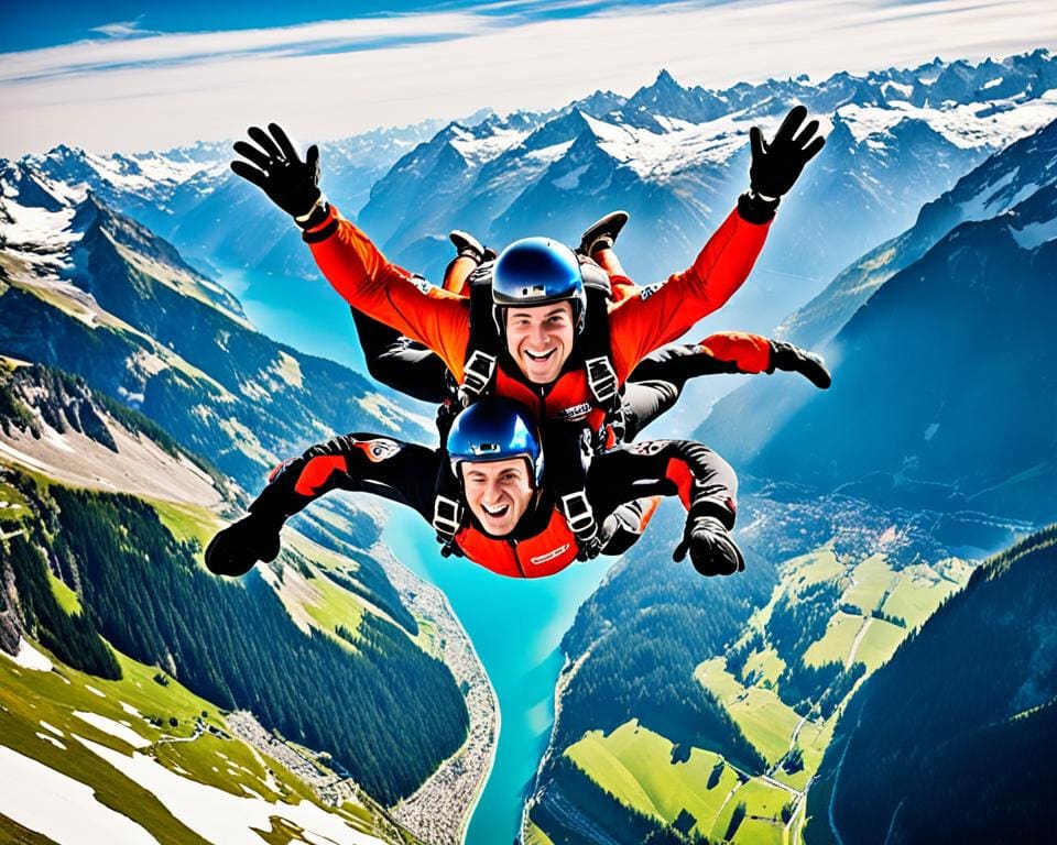 Privé skydiven boven de Zwitserse Alpen