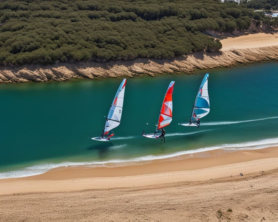 Wingfoilen bij Lagoa de Albufeira